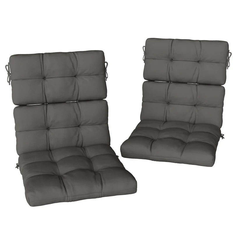 2-Piece Back Seat Cushion Replacement, Outdoor Patio Chair Cushions Set with Ties, Button Tufted, Dark Grey