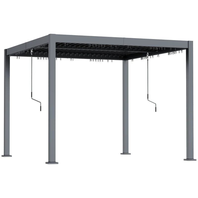 10' x 10' Louvered Pergola with Adjustable Metal Roof and Aluminum Frame, Outdoor Hardtop Gazebo with Drainage System