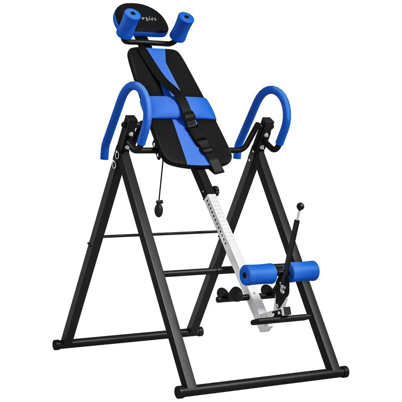 Soozier Folding Inversion Table, 20°/40°/60° Adjustable, with Safety Belt and Waist Pad for Back Pain Relief