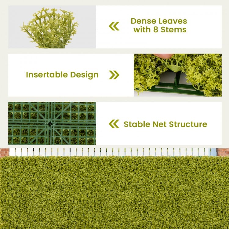 12 Pieces 20 x 20 inches Artificial Grass Wall Panels for Garden Yard Balcony-Light Green