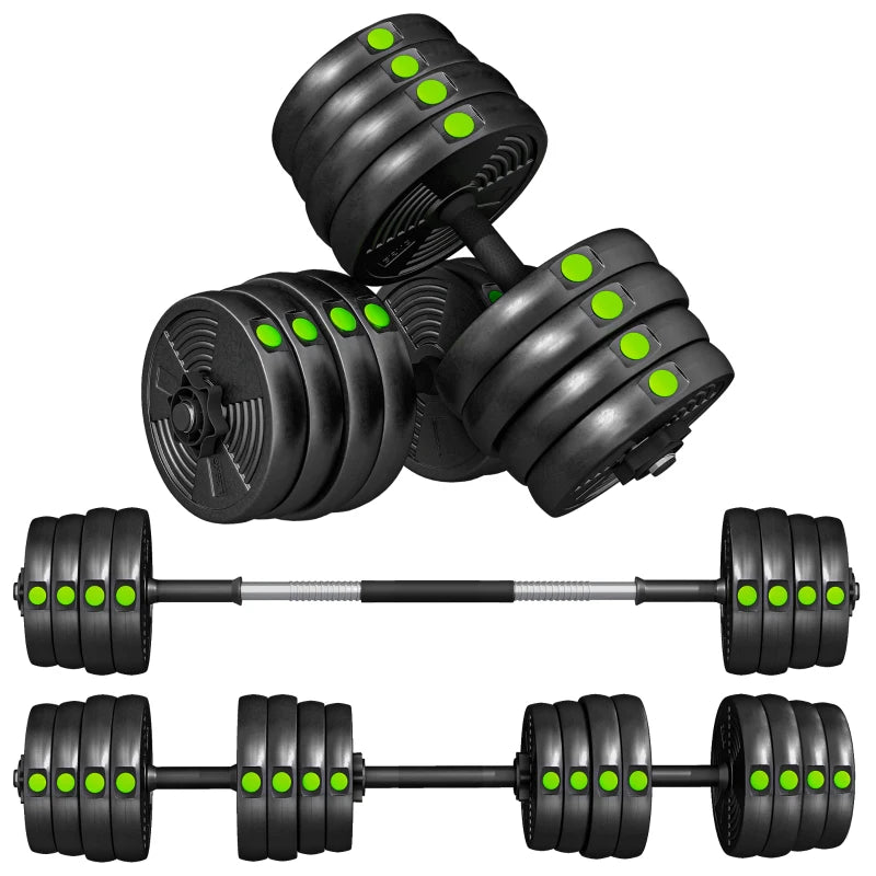 Soozier 66LBS 2-in-1 Adjustable Barbell & Dumbbells Set, Weights Set with Non-slip Handles for Men and Women Home Gym Training