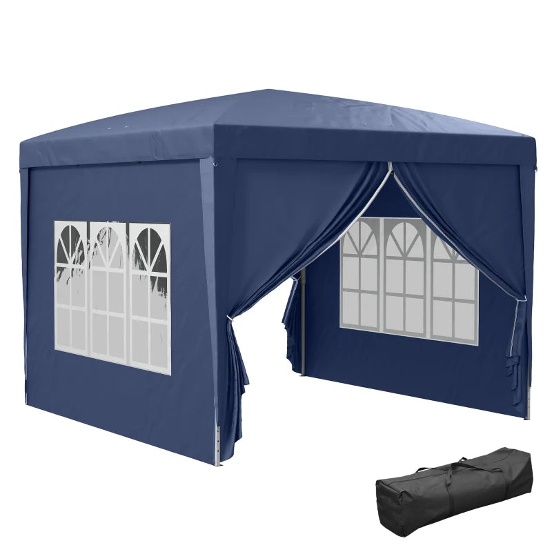 10'x10' Outdoor Pop Up Party Tent Wedding Gazebo Canopy with Carrying Bag (Blue)