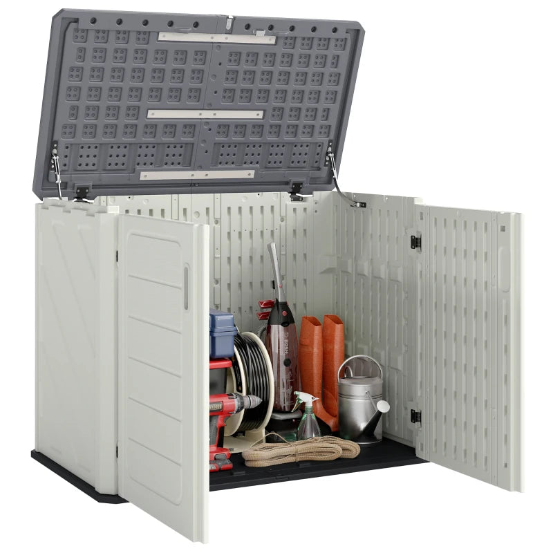 35 Cu.Ft Outdoor Storage Cabinet, Waterproof HDPE Outdoor Storage Shed with Lockable Doors and Openable Top