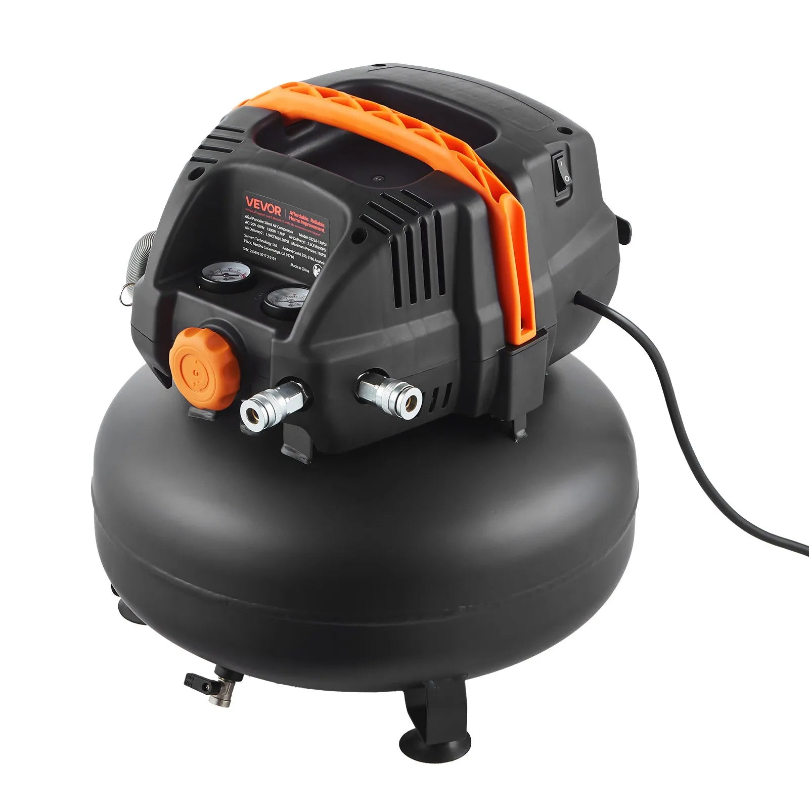VEVOR 6 Gallon Air Compressor 1.7HP 2.3CFM @ 90PSI with 12-Piece Accessory Kit