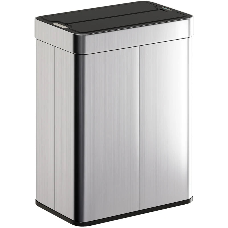13.2 Gallon Sensor Can, Automatic Garbage Can with Soft-Close Butterfly Lid, Fingerprint-Proof Stainless Steel, Silver