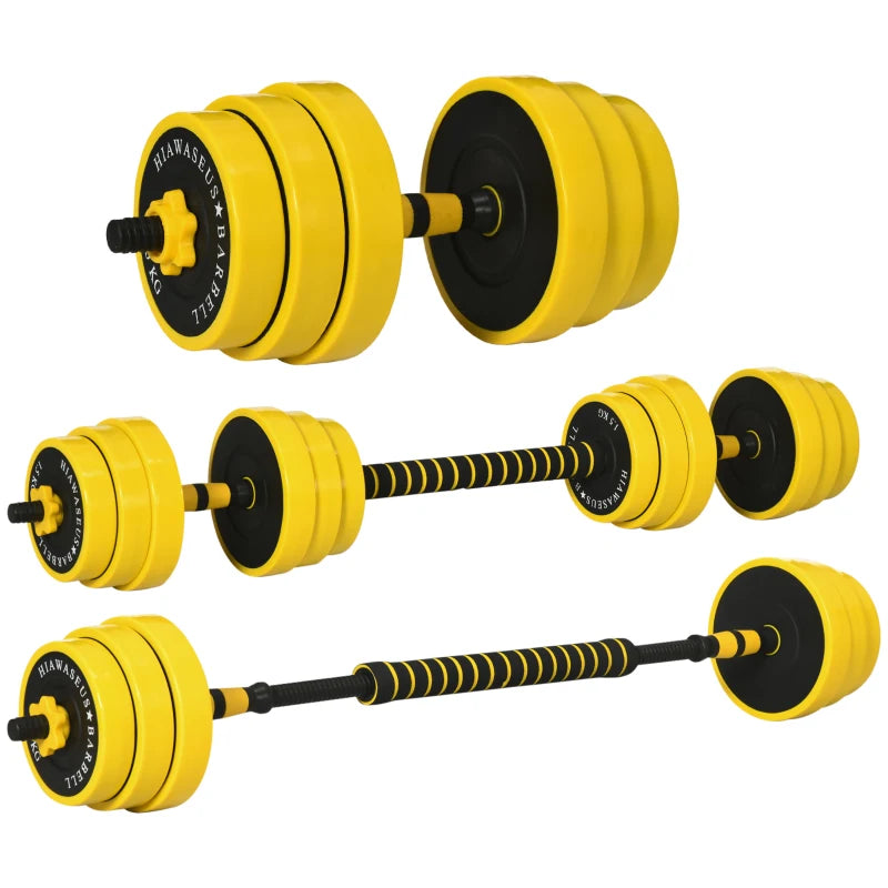 Soozier Dumbbell & Barbell Adjustable Set 55lbs Plate Bar Clamp Rod for Strength Training, Full Body Workout, Muscle Building Home Gym Sports Area Exercise Ergonomic
