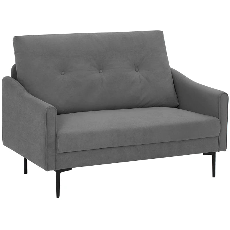 2 Seater Sofa, Small Modern Couch with High-Resilience Foam, Thicken Padding, Button Tufted, Grey