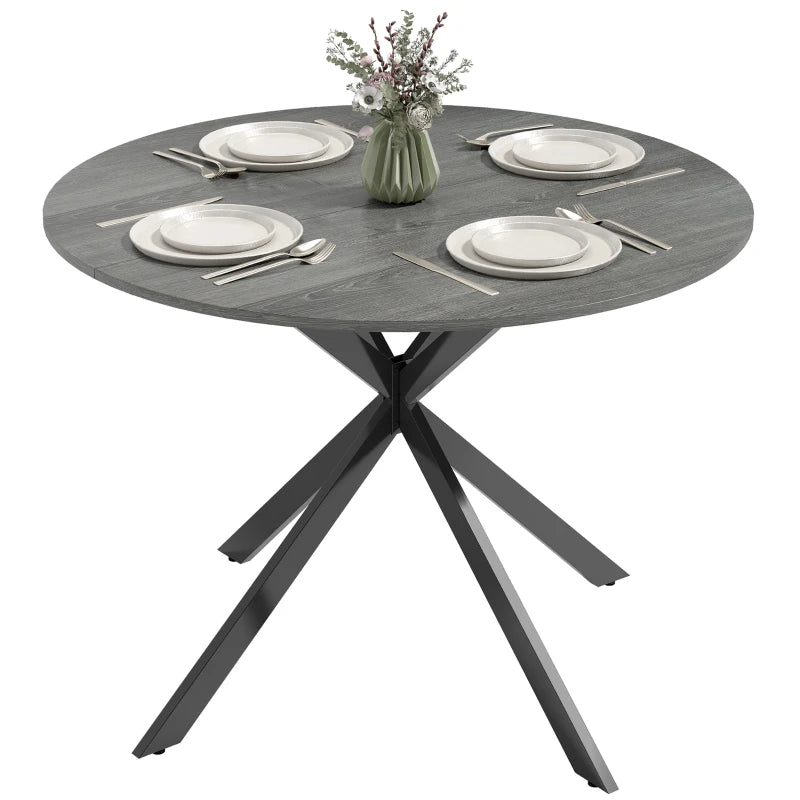 40" Round Kitchen Table for 4, Industrial Dining Table with Steel Legs for Dining Room, Distressed Grey