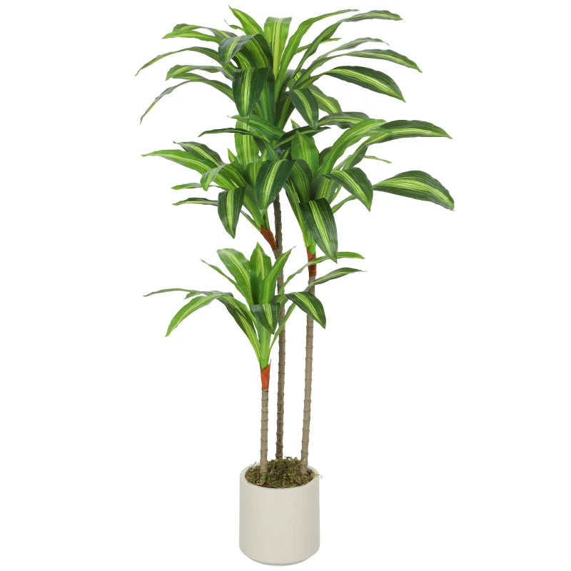 4FT Dracaena Fake Plant, Artificial Plant with Bendable Trunks for Home Office Decor, Green