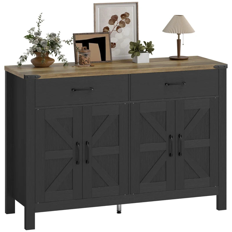 Sideboard Buffet Cabinet, Farmhouse Kitchen Storage Cabinet w/ 2 Drawers and Shelves for Living Room, Entryway