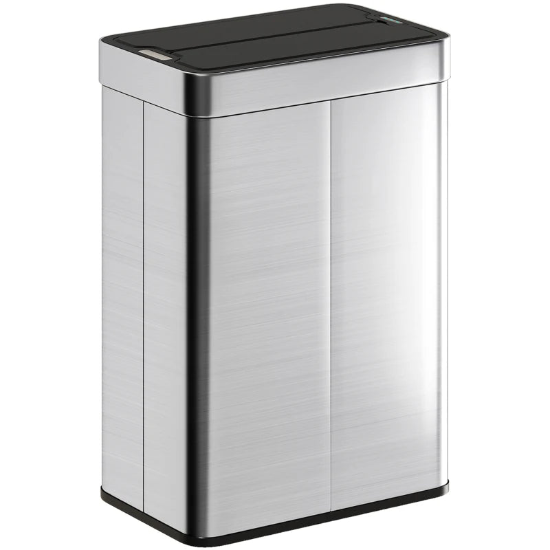 14.5 Gallon Sensor Can, Automatic Garbage Can with Soft-Close Butterfly Lid, Fingerprint-Proof Stainless Steel, Silver