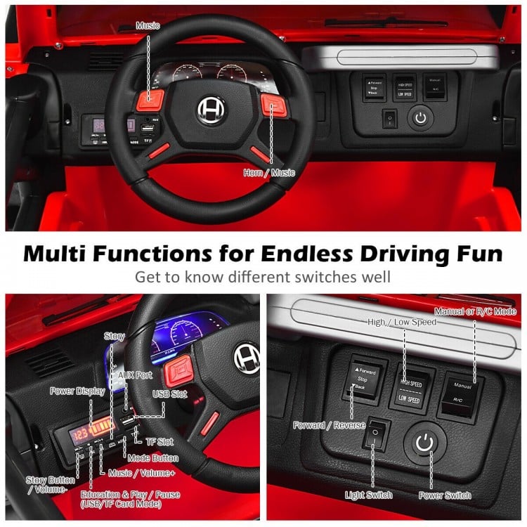 12V 2-Seater Ride on Car Truck with Remote Control and Storage Room-Red