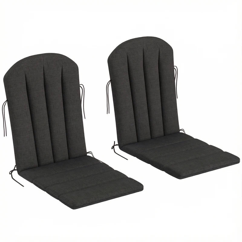 Set of 2 Patio Chair Cushions, High Back Adirondack Chair Cushion with Ties, High-Density Foam, Black