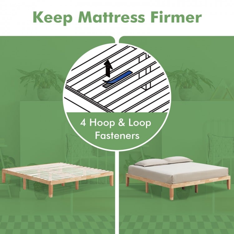 14 Inch King Size Wood Platform Bed Frame-Natural