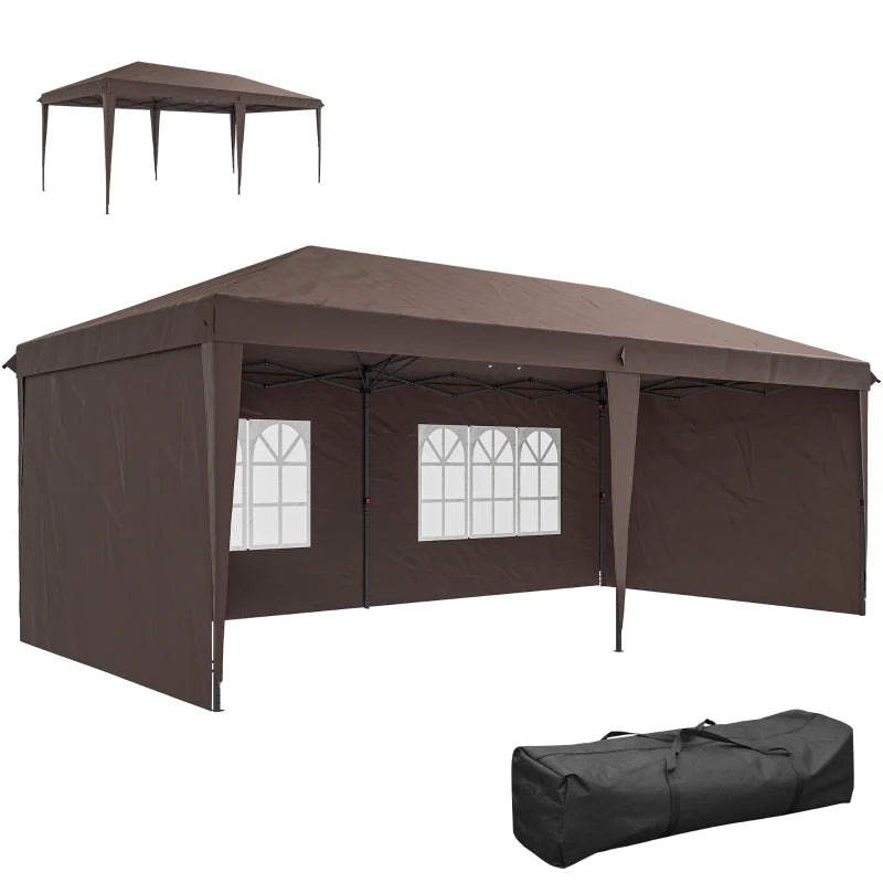 10' x 20' Outdoor Pop Up Canopy Tent Party Tent Instant Shelter W/ Carrying Bag, Coffee