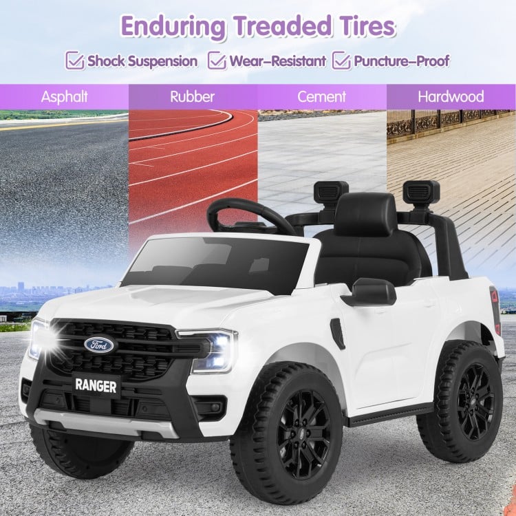 12V Electric Kids Ride on Car Licensed Ford Ranger with Remote Control and Music-White