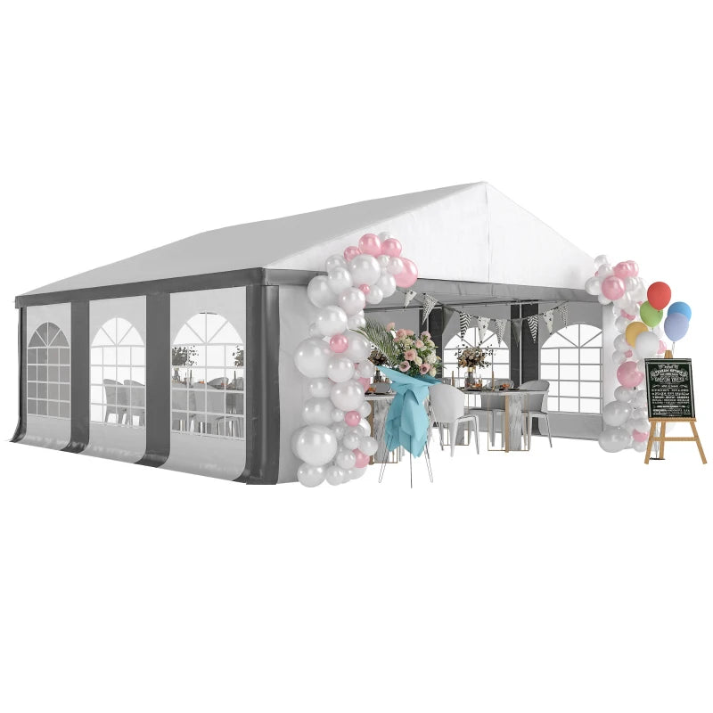 20' x 20' Heavy-duty Large Wedding Tent, Outdoor Carport Garage Party Tent, Patio Gazebo Canopy with Sidewall, Grey