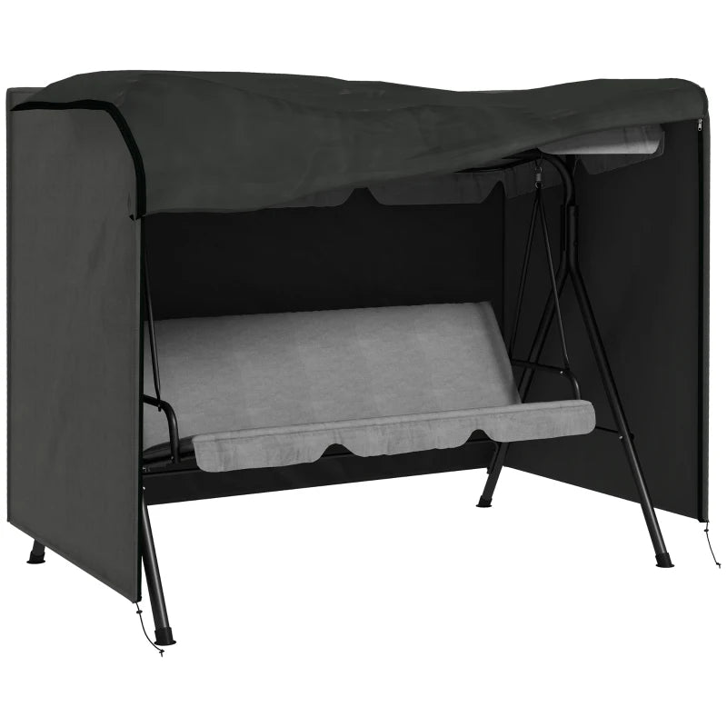 3-Seater Patio Swing Cover, Outdoor Garden Furniture Protection Hammock Glider Cover, 81" x 49" x 65", Dark Grey