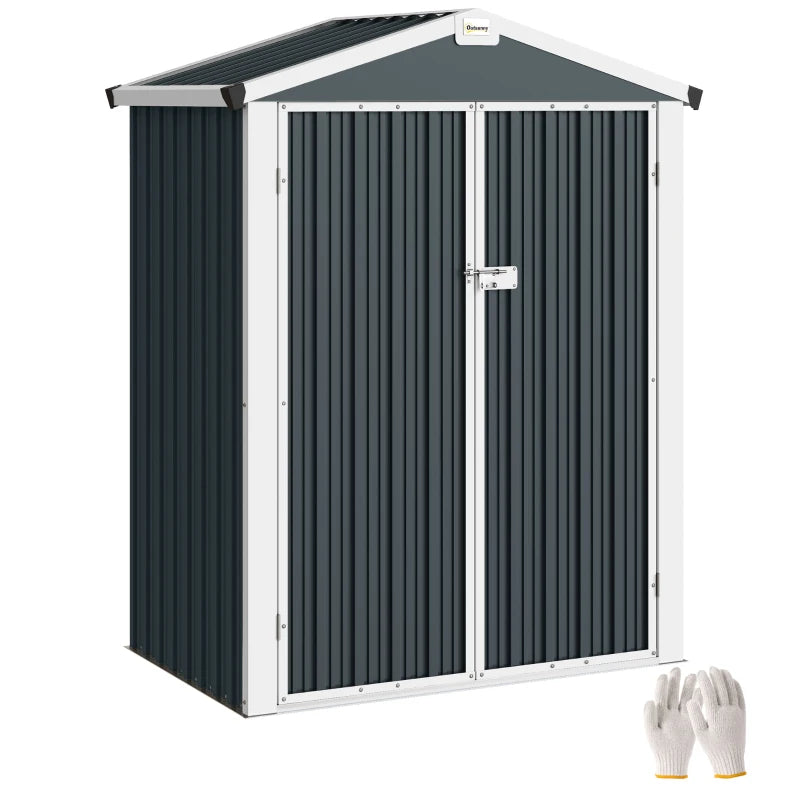 4.4' x 3' Outdoor Storage Shed with Double Doors, Metal Garden Shed for Backyard Patio