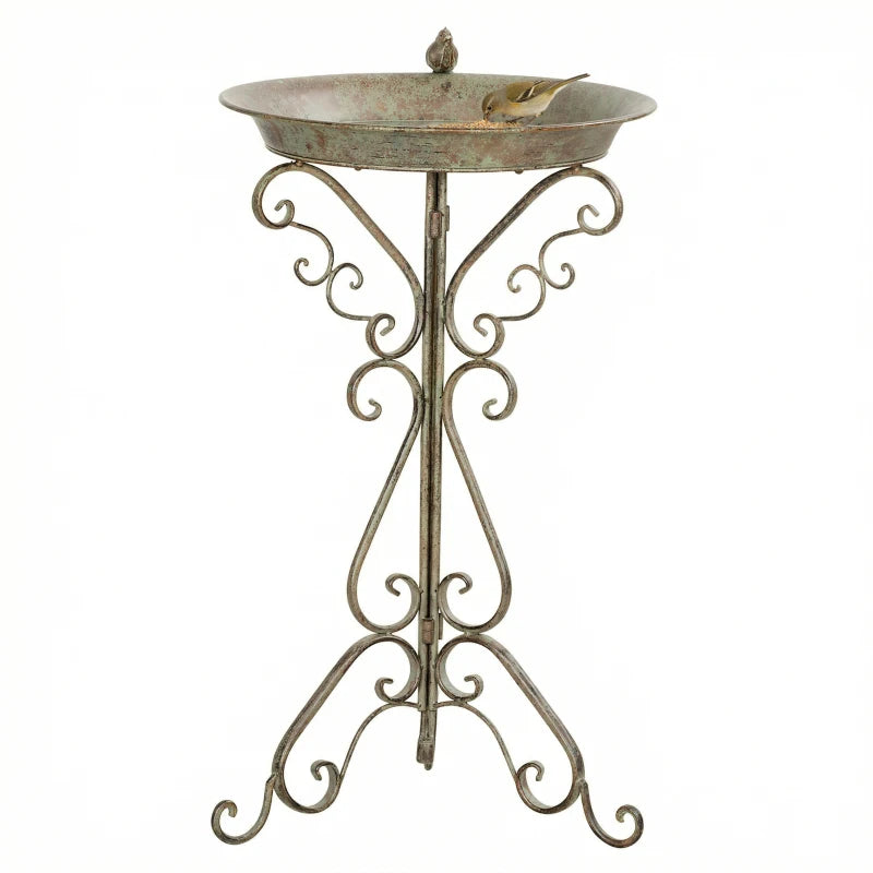 30" Tall Bird Bath with Bird Statue and Decorative Stand, Freestanding Vintage Garden BirdBath Bowl Pedestal
