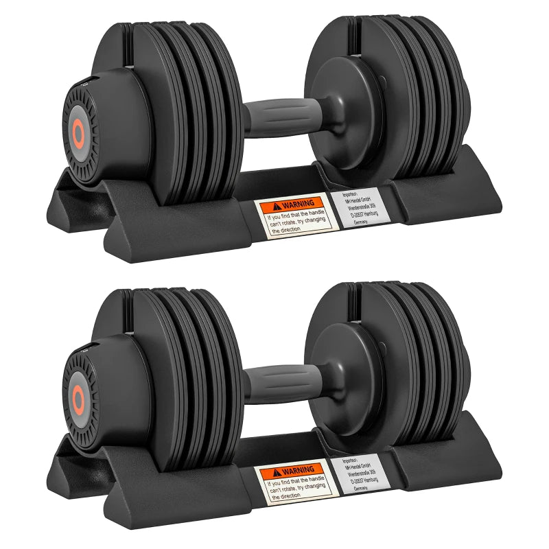 Soozier 8lbs/13lbs/18lbs/22lbs Adjustable Dumbbells Set,  Quick Adjustment Rubber Weights Exercise Fitness Dumbbell Set with Non-Slip Handles and Tray, for Men Women Home Gym