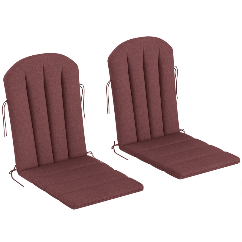 Set of 2 Patio Chair Cushions, High Back Adirondack Chair Cushion with Ties, High-Density Foam, Wine Red