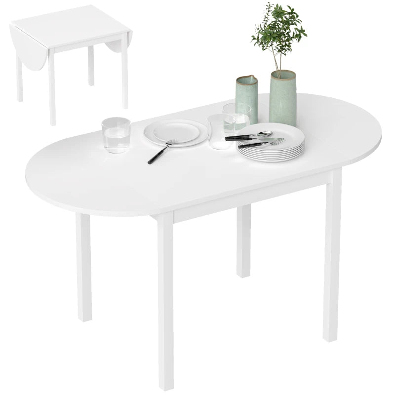 Solid Wood Kitchen Table, Drop Leaf Tables for Small Spaces, Folding Dining Table, White