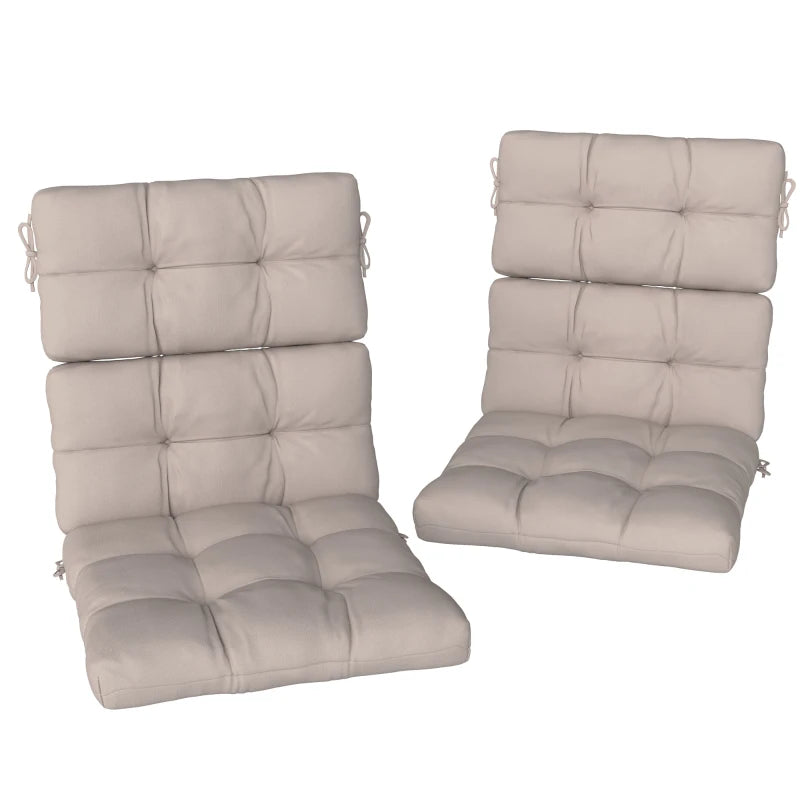 2-Piece Back Seat Cushion Replacement, Outdoor Patio Chair Cushions Set with Ties, Button Tufted, Beige
