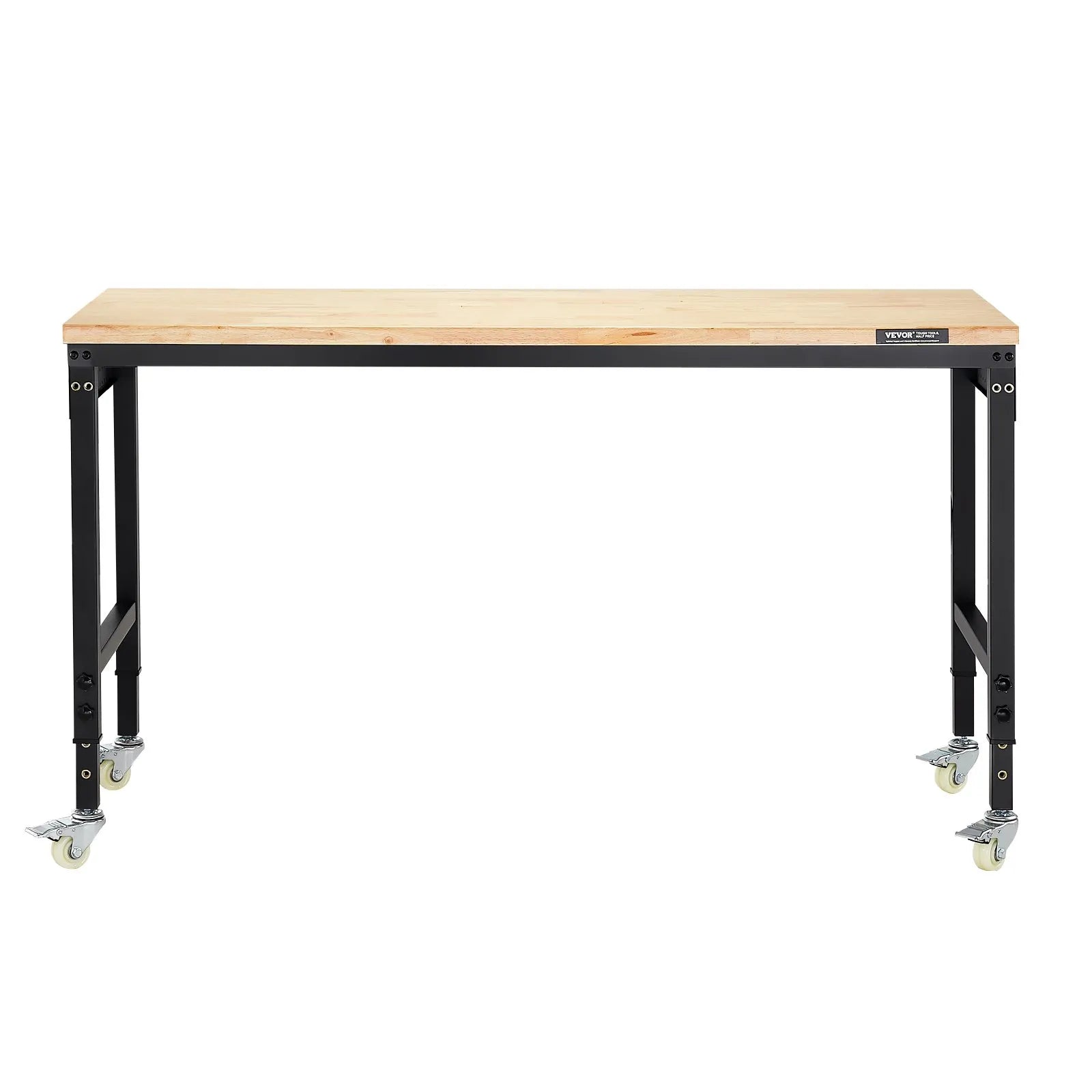 VEVOR 60" Workbench on Wheels Adjustable Height Table with Power Outlet & Pegboard
