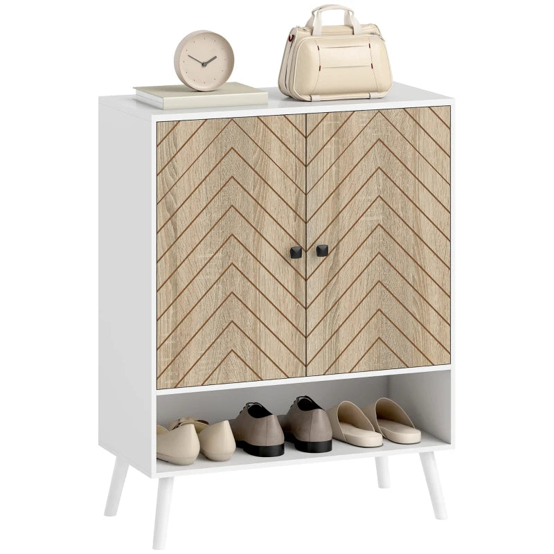 Shoe Storage Cabinet, 5-Tier Shoe Rack Cabinet with Doors, Adjustable Shelves, 15 Pairs, for Entryway, Natural Tone