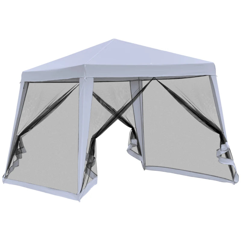 10x10ft Gazebo Tent with Netting Patio Canopy Outdoor Party Activity Sun Shade Garden Sun Shelter, Grey