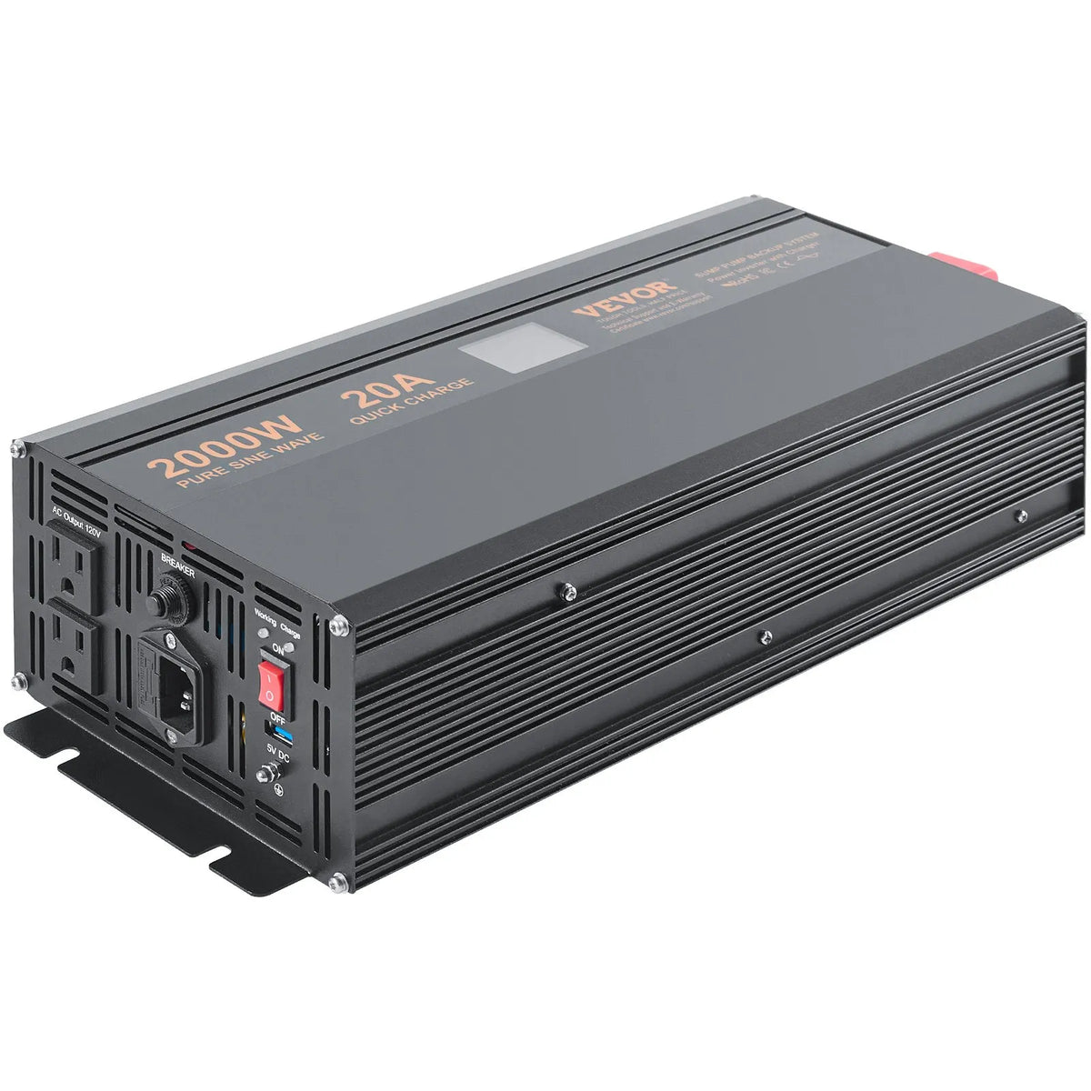 VEVOR 2000W Sump Pump Battery Backup System, LCD Display, Auto Switche