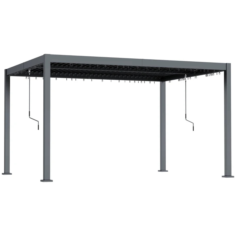 10' x 13' Louvered Pergola with Adjustable Metal Roof and Aluminum Frame, Outdoor Hardtop Gazebo with Drainage System