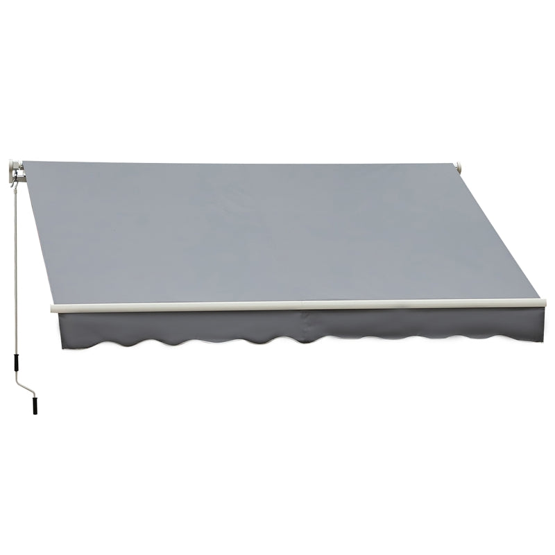 10x8ft Patio Awning Manual Retractable Sun Shade Aluminum Frame Grey