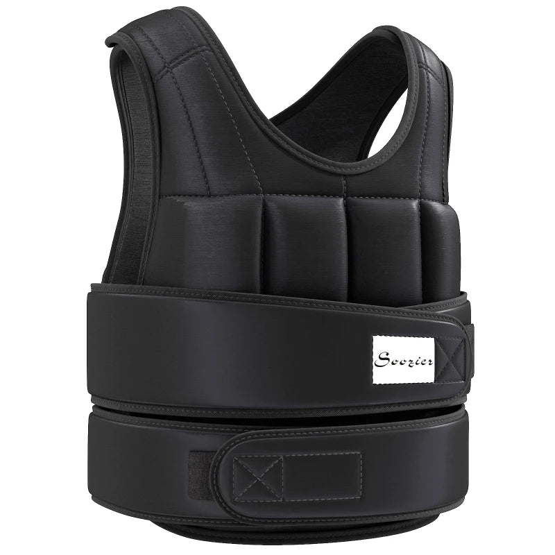 Soozier 22lbs Weighted Vest, Adjustable Running Weight Vest with 38 Weight Bags, Black