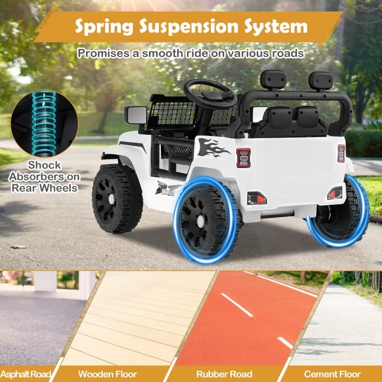 12V Kids Ride on Truck Car Battery Powered Electric Vehicle-White