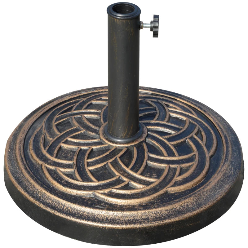 25 lb Heavy Duty Patio Umbrella Base, Round Market Umbrella Stand for Outdoor, Deck, Backyard, Garden, Bronze