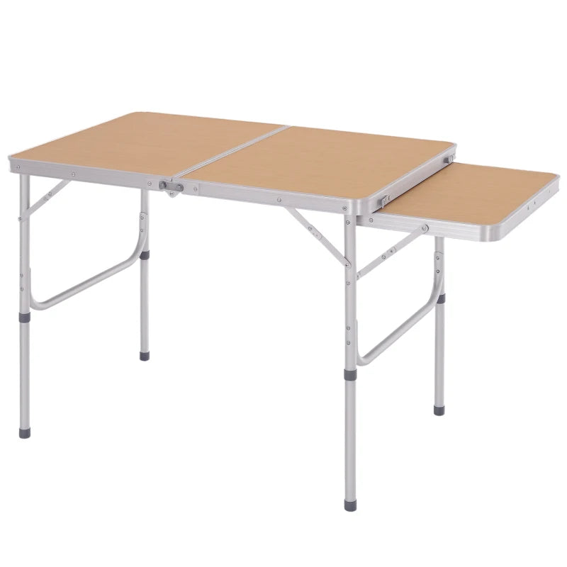 3ft Picnic Table with Slide Shelf Outdoor Portable Aluminum Folding Table 2 Adjustable Height
