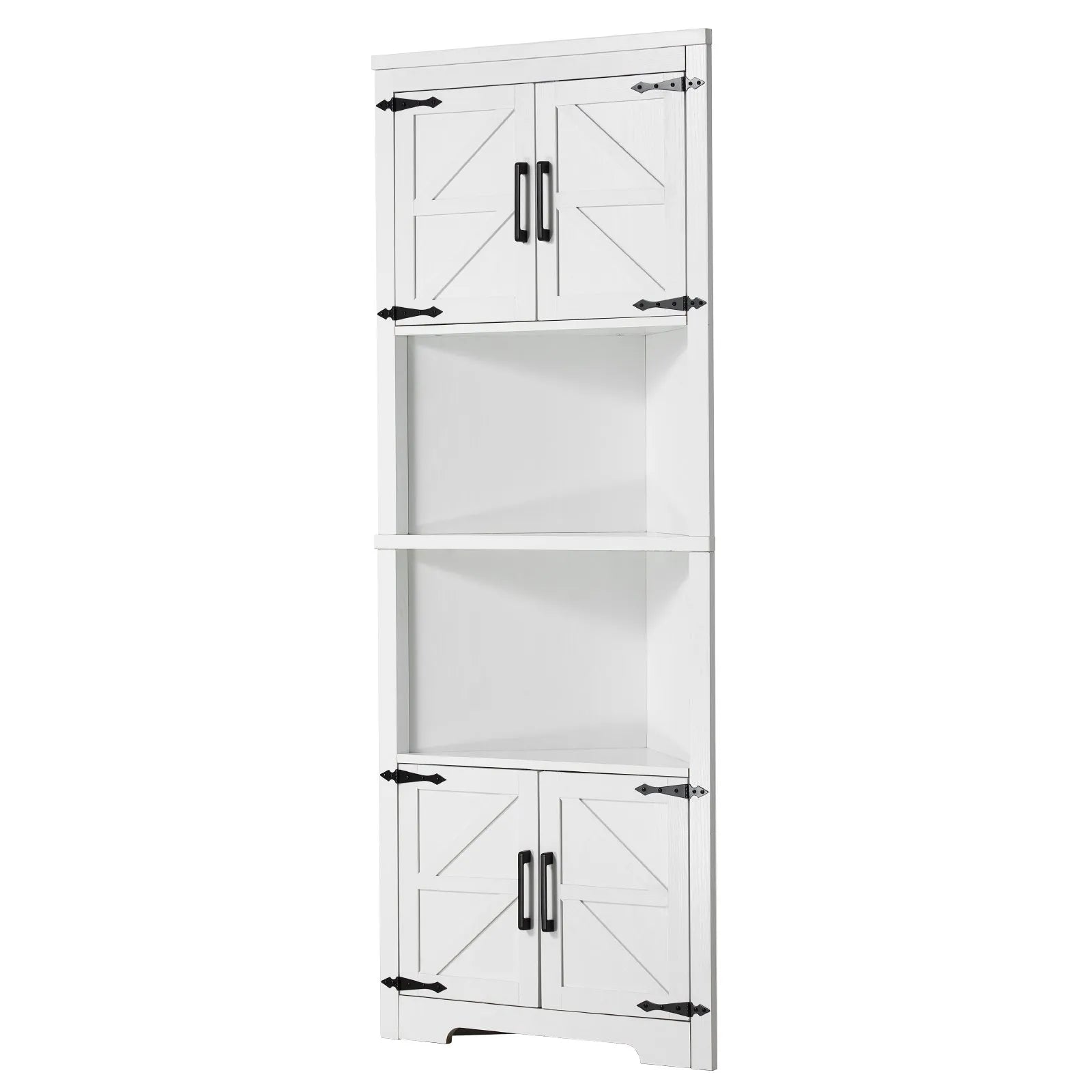 VEVOR 32" Corner Storage Cabinet with 2 Wooden Doors & Adjustable Shelves White