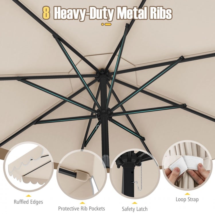 10 Feet Patio Umbrella Outdoor Market Umbrella with Crank Tilt Adjustment-Beige