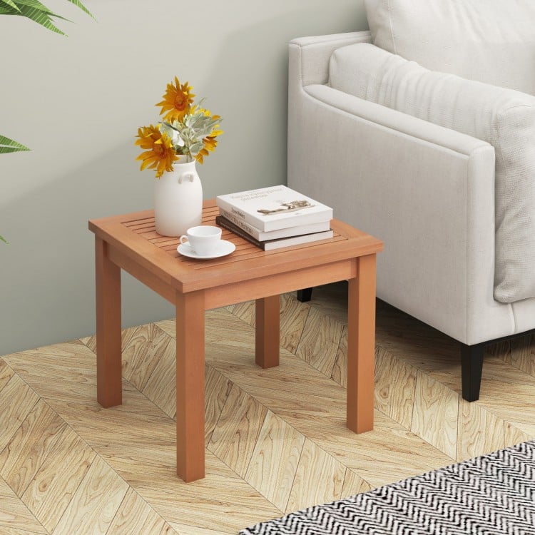 18 Inch Square End Outdoor Adirondack Side Table with Slatted Tabletop