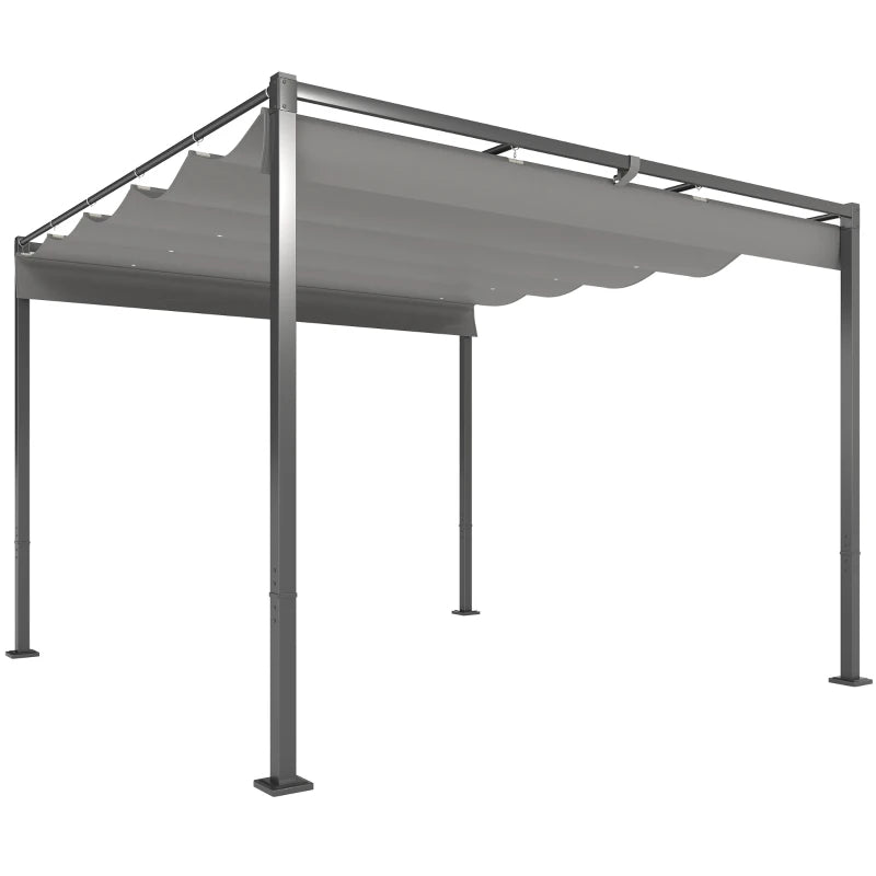 10' x 10' Outdoor Gazebo, Retractable Pergola Canopy with Magnetic Fixture, UPF30+ Metal Pergola Kit, Grey