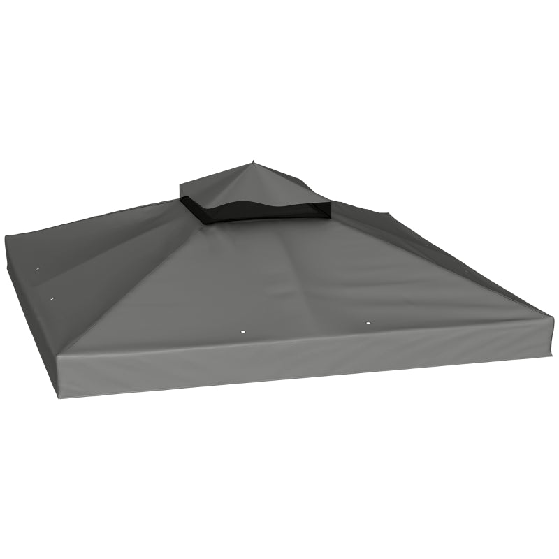 10' x 10' Gazebo Canopy Replacement Cover, 2-Tier Garden Gazebo Roof Replacement, UPF30+, TOP COVER ONLY, Dark Grey