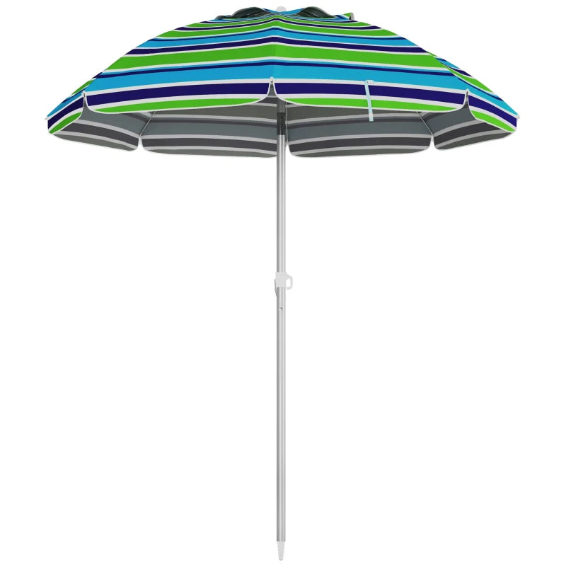 6ft Travel Beach Umbrella with Sand Anchor Height Adjustable Sun Umbrella with Tilt Bag 40+ UV Protection Multicolour