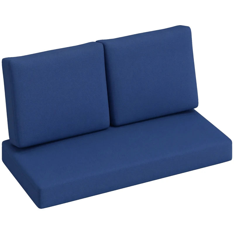 2 Seater 5" Thick Outdoor Seat Cushions with 7" Backrest, Loveseat Outdoor Furniture Cushions, Navy Blue
