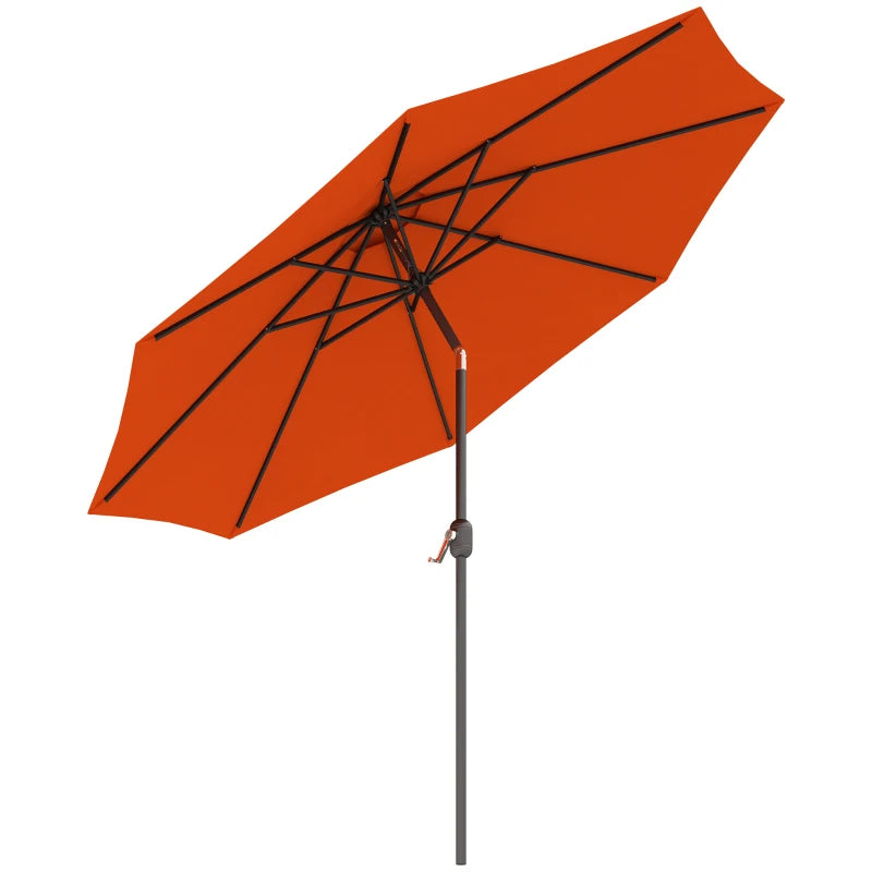 10' x 8' Round Market Umbrella, Patio Umbrella, Outdoor Parasol with Crank Handle, Tilt for Garden, Bench, Lawn, Orange