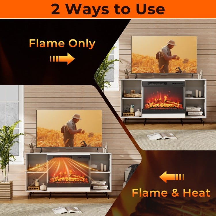 24 Inches 3-Sided Glass Electric Fireplace Heater with Remote Control