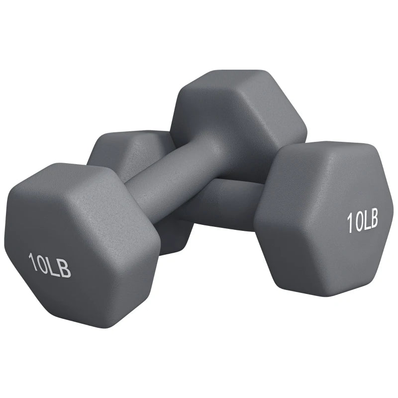 Soozier 2 x 10LBS Hexagonal Dumbbells, Set of 2 Weights with Non-Slip Grip for Home Gym Workout