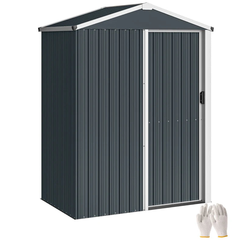 4.5 x 3ft Outdoor Storage Shed, Waterproof Metal Garden Shed with Lockable Door for Backyard, Patio, Lawn, Dark Grey