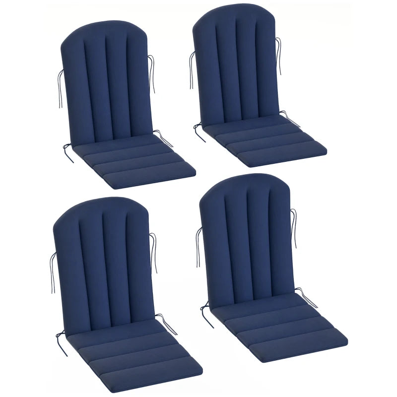 Set of 4 Patio Chair Cushions, High Back Adirondack Chair Cushion with Ties, High-Density Foam, Navy Blue